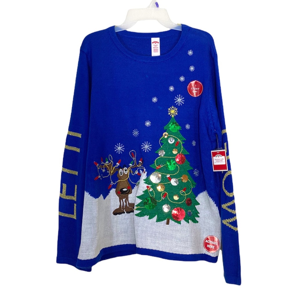 Holiday Time Light-up Led Let it Snow Ugly Sweater XXL